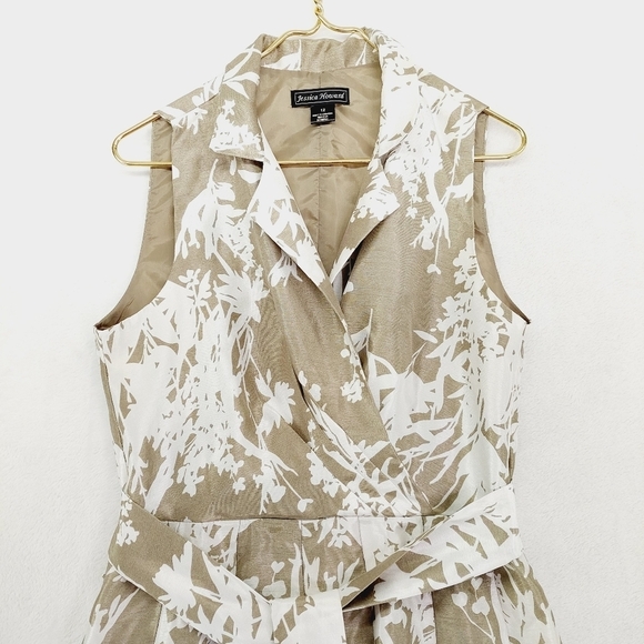 Jessica Howard Brown & White Polyester Balted Flared Midi Dress 440 - Picture 3 of 7